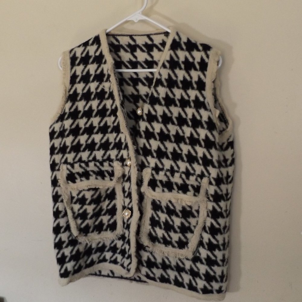 Vests Women Plaid Design Tassel, Retro Pockets Chic Korean Style